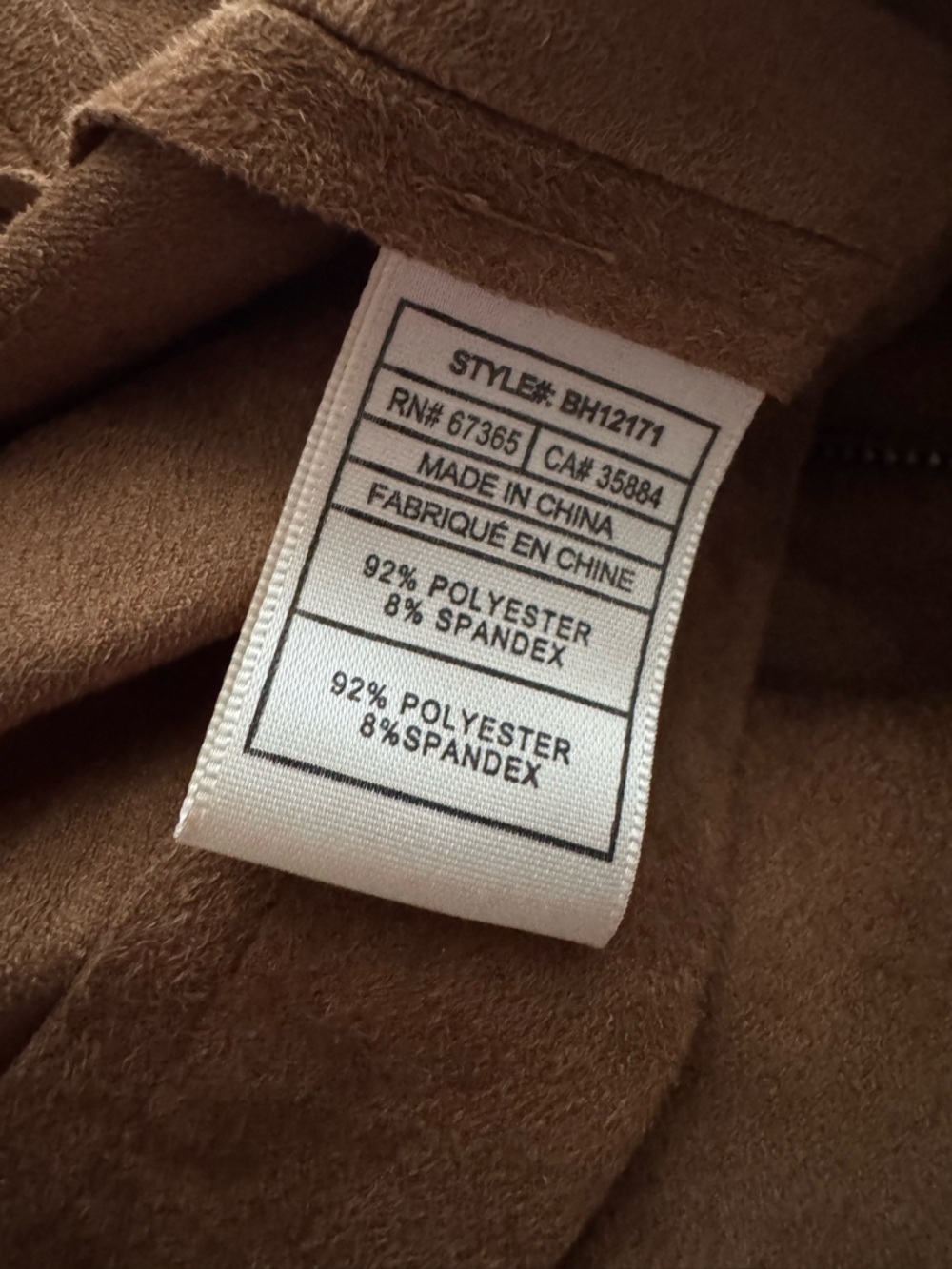 BB Dakota Faux Suede Moto Jacket in Cognac - Picture 5 of 6